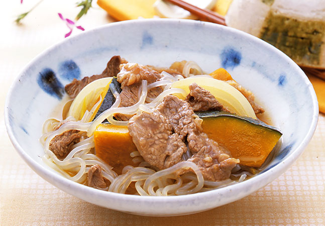 牛肉とカボチャの炊き合わせ