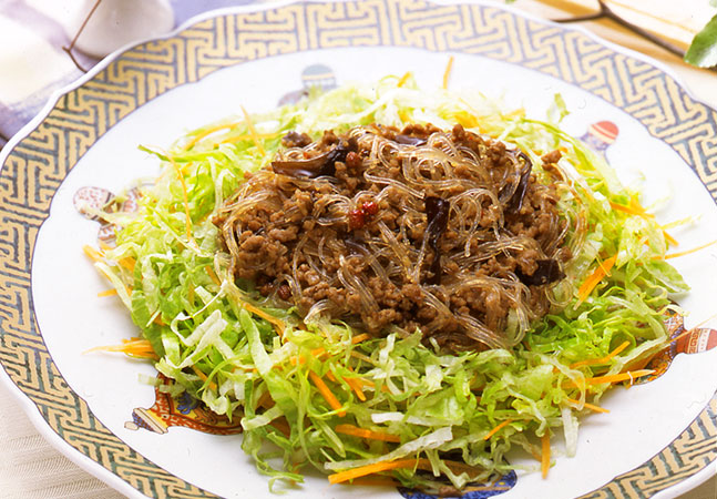 野菜の牛挽肉あんかけ