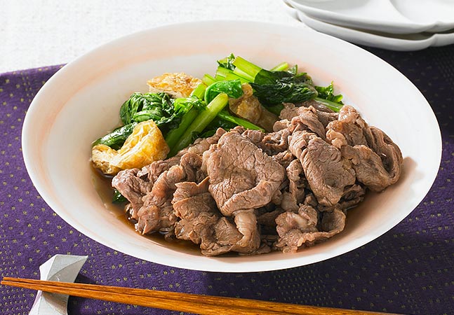 小松菜と牛しゃぶの煮びたし