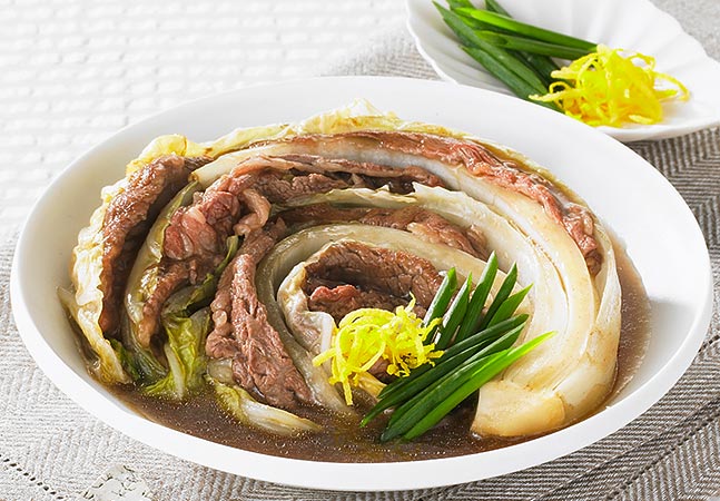 牛肉と白菜の重ねあんかけ