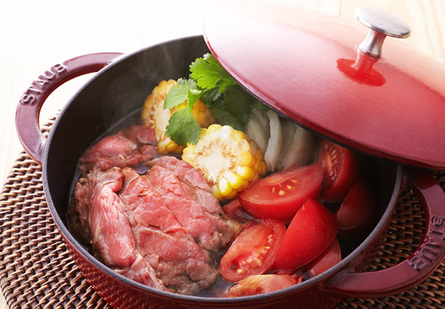 ビーフdeトマトととうもろこしの夏すき焼き